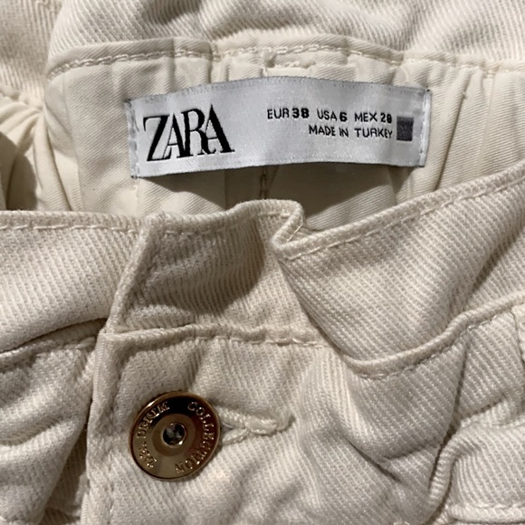 ZARA Paper Bag Barrel Pants in Cream Denim - Picture 11 of 12